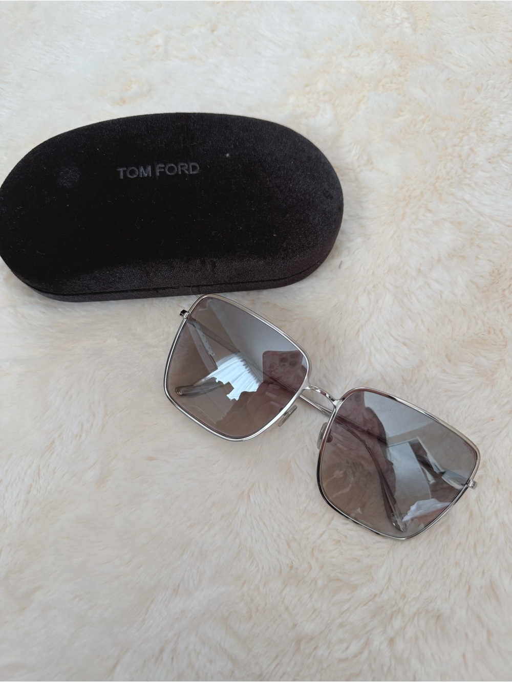 Tom Ford Silver Frame Sunglasses with Grey Lenses (Heather TF739)